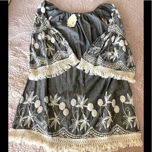 Charcoal/Cream Embroidered Dress